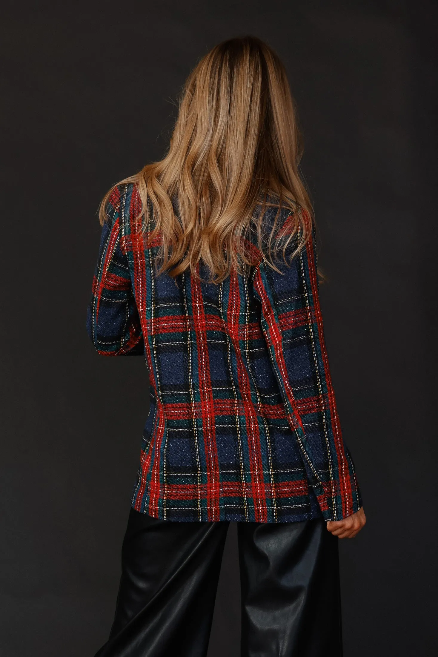 Helen Red Tweed Plaid Blazer - Final Sale