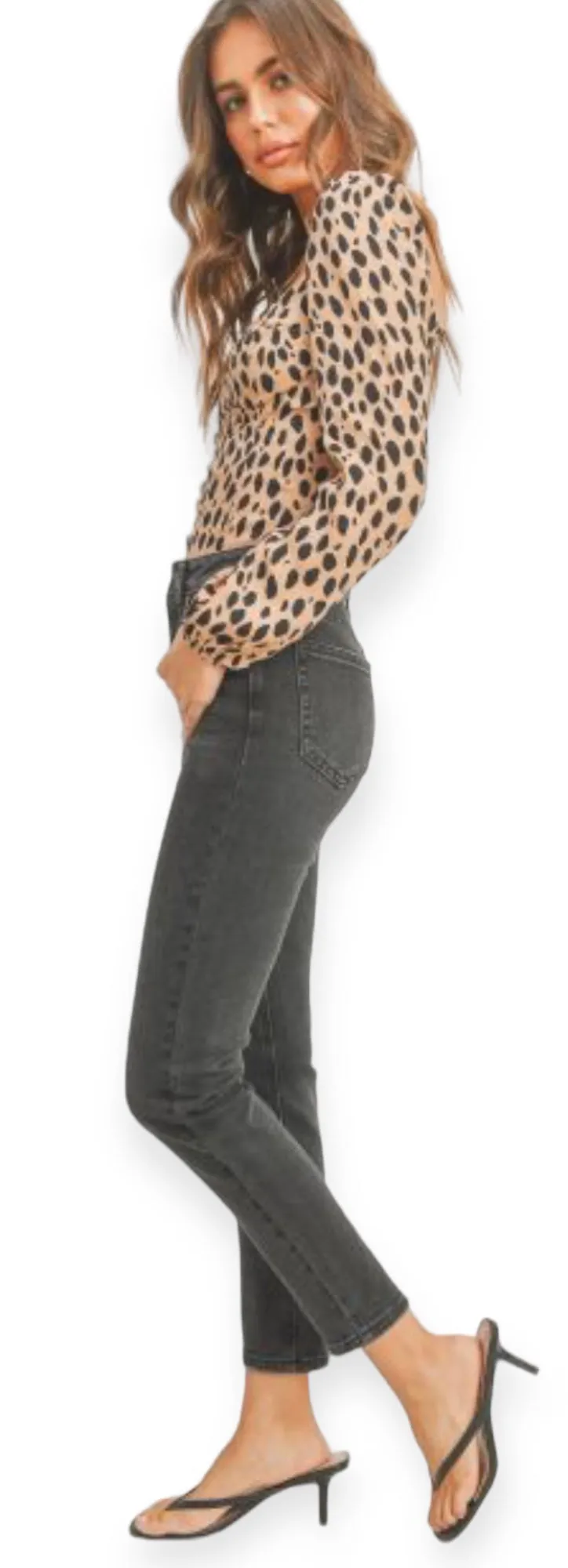 High Rise Vintage Skinny Jeans- Washed Black