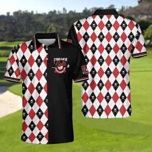 It Takes A Lot Of Balls Red Black And White Pattern Polo Shirt, Argyle Pattern Skull Golf Shirt For Men Coolspod