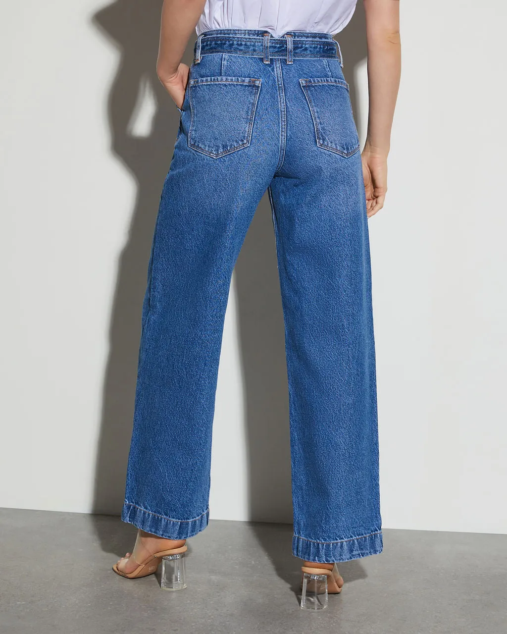 Jenny Belted High Rise Wide Leg Jeans