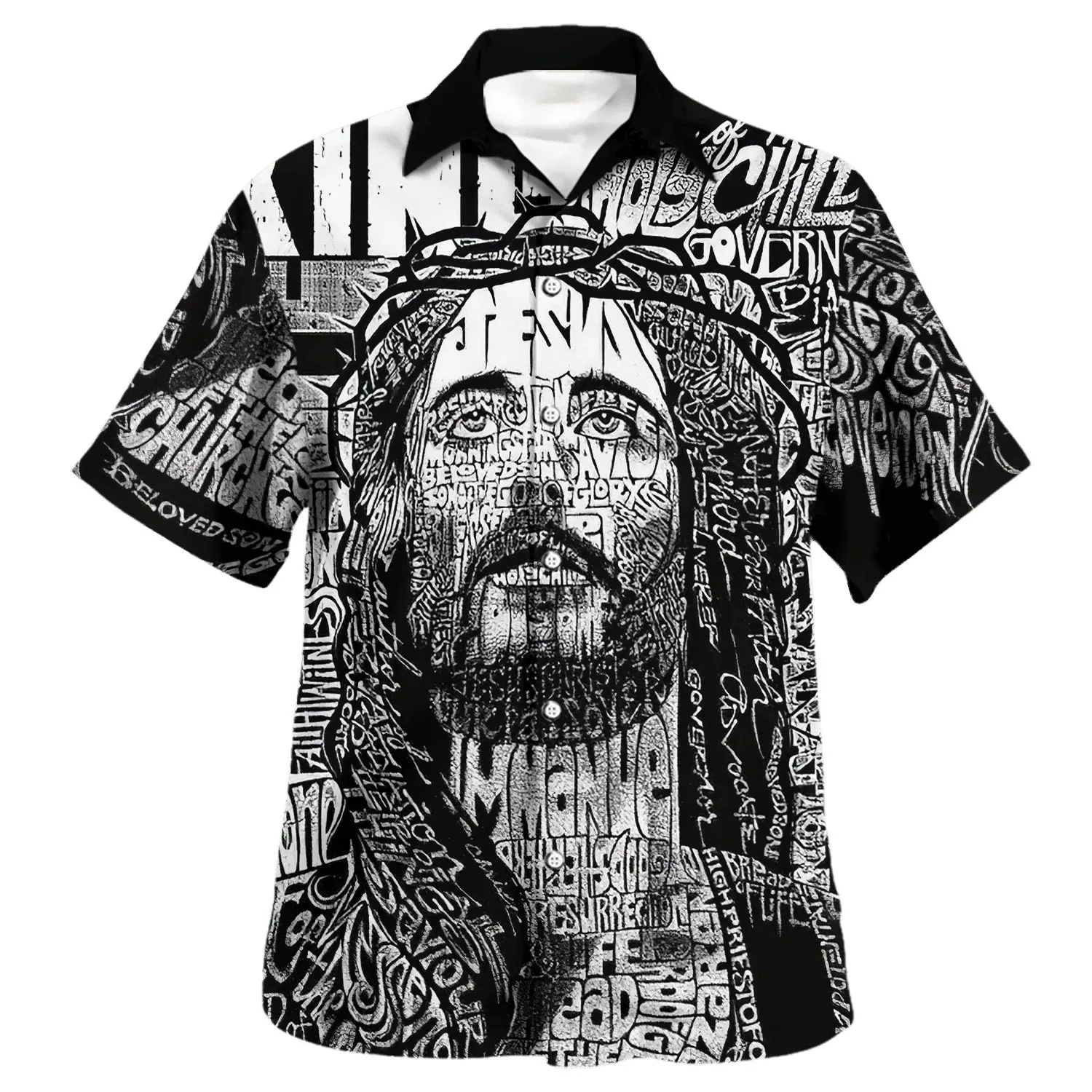 Jesus Christ Portrait Hawaiian Shirt - Christian Hawaiian Shirt - Religious Hawaiian Shirts