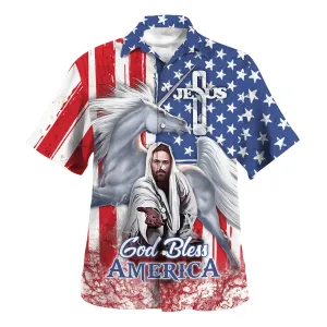 Jesus Horse God Bless America Hawaiian Shirt - Christian Hawaiian Shirt - Best Hawaiian Shirts