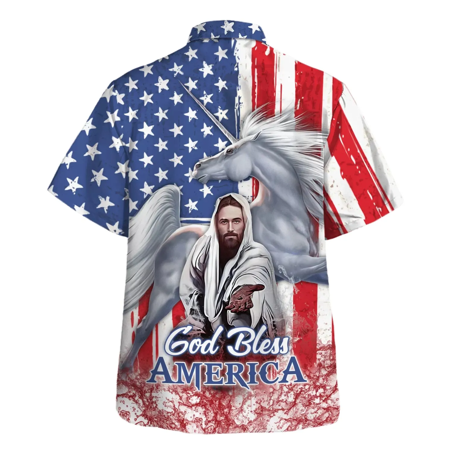 Jesus Horse God Bless America Hawaiian Shirt - Christian Hawaiian Shirt - Best Hawaiian Shirts