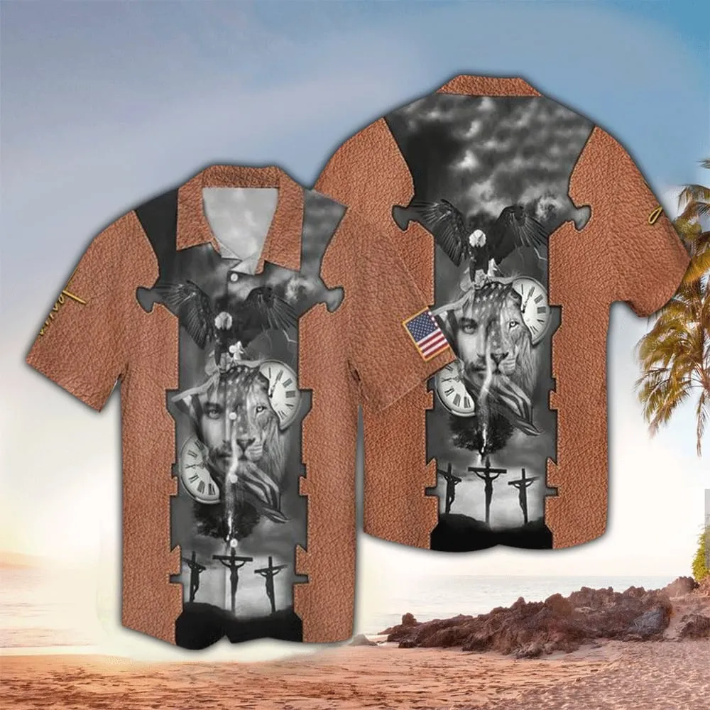 Jesus Lion American God Hawaiian Shirt - Christian Hawaiian Shirts For Men & Women