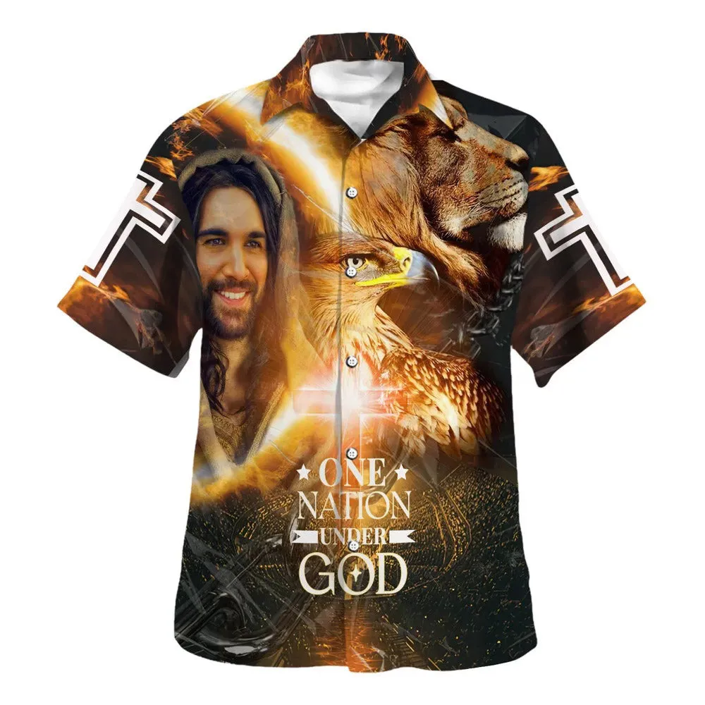 Jesus Smile Eagle One Nation Under God Hawaiian Shirts For Men & Women - Christian Hawaiian Shirt - Hawaiian Summer Shirts