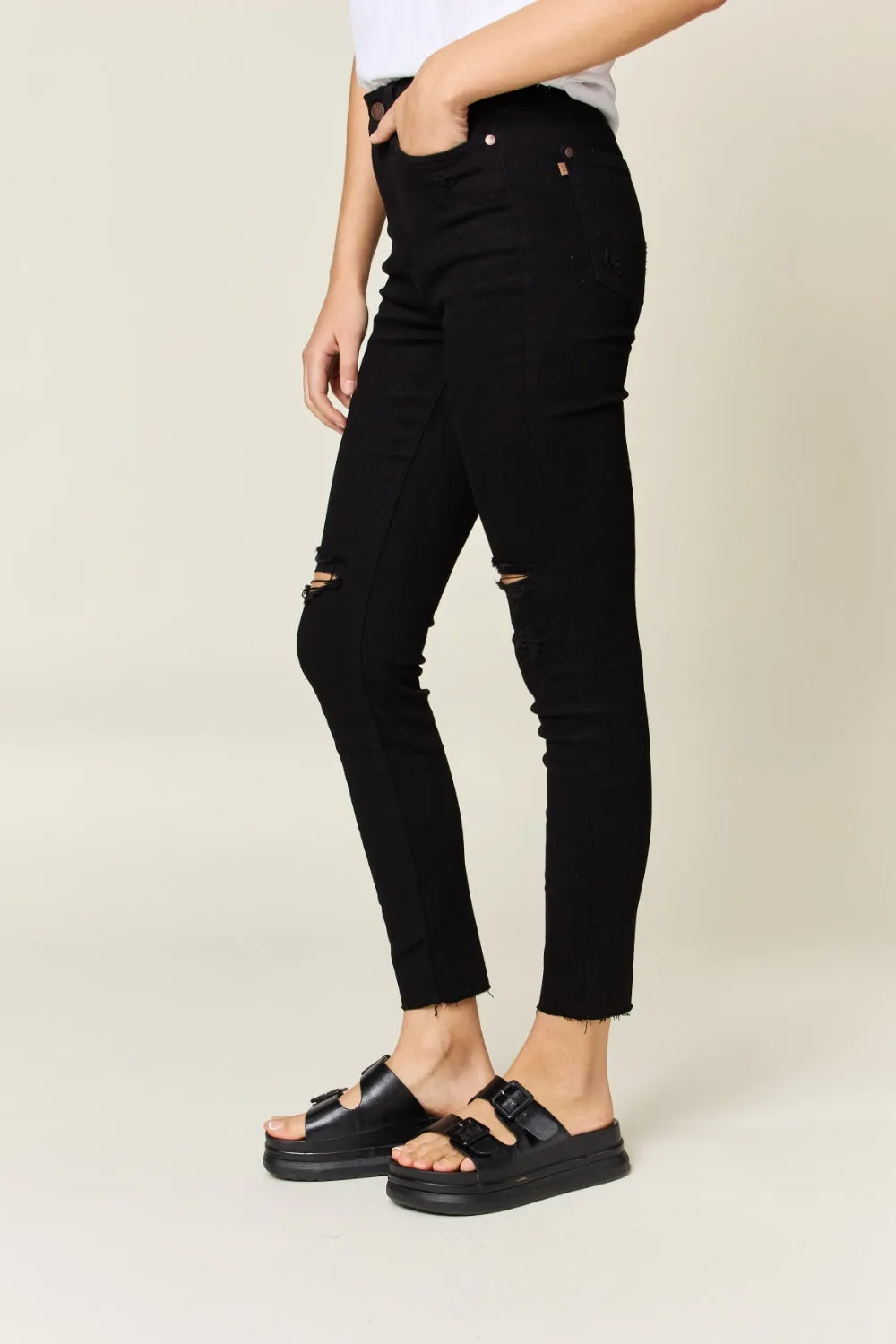 Judy Blue Full Size Distressed Tummy Control High Waist Skinny Jeans (Online Only)