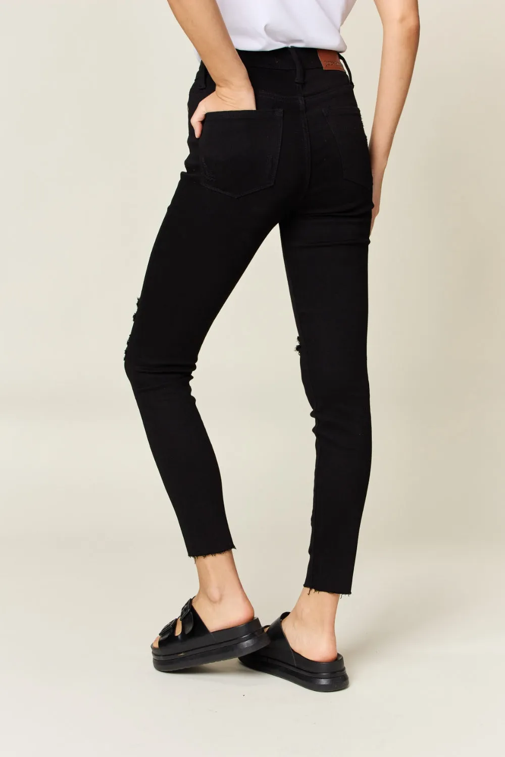 Judy Blue Full Size Distressed Tummy Control High Waist Skinny Jeans (Online Only)