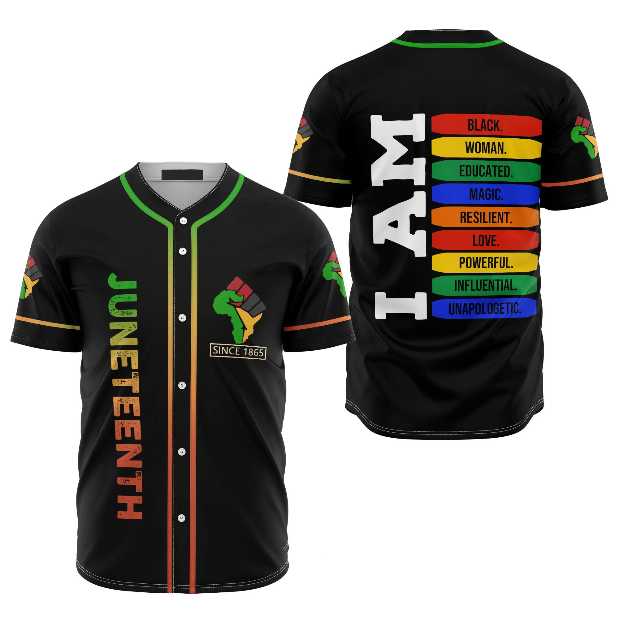 Juneteenth Since 1865 I Am Black Women Magic Baseball Jersey Shirt