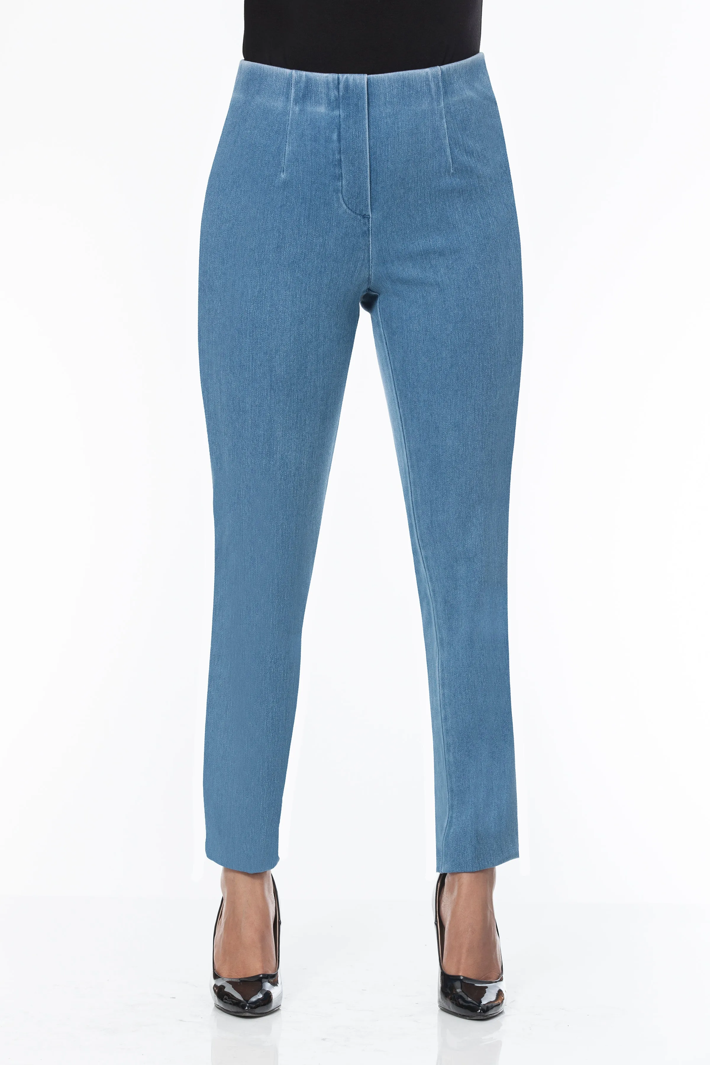 LIOR Women's Pull-On Pant Tapered Ankle Pant In Twill Denim-"Sasha"