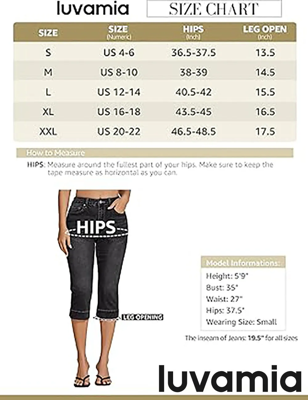 LUVAMIA Women Skinny Capri High Rise Denim Stretch Cropped Jeans