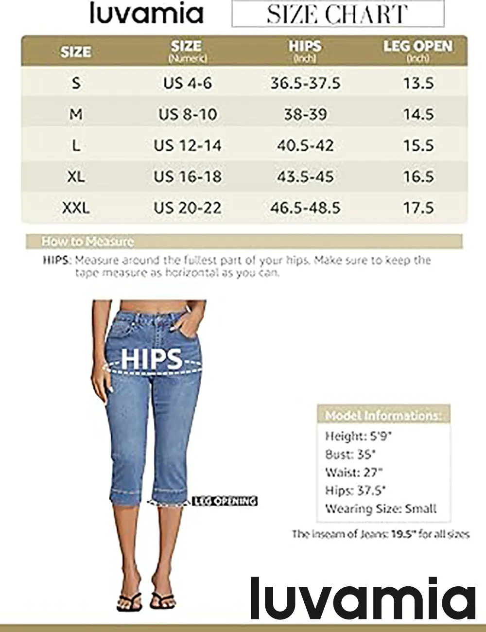 LUVAMIA Women Skinny Capri High Rise Denim Stretch Cropped Jeans