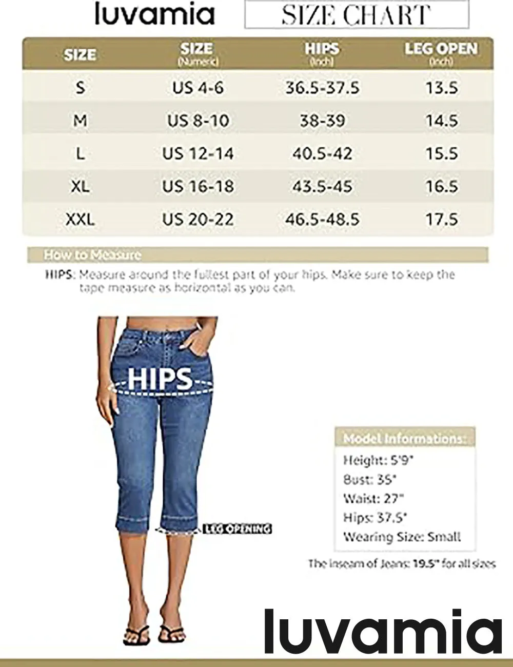 LUVAMIA Women Skinny Capri High Rise Denim Stretch Cropped Jeans