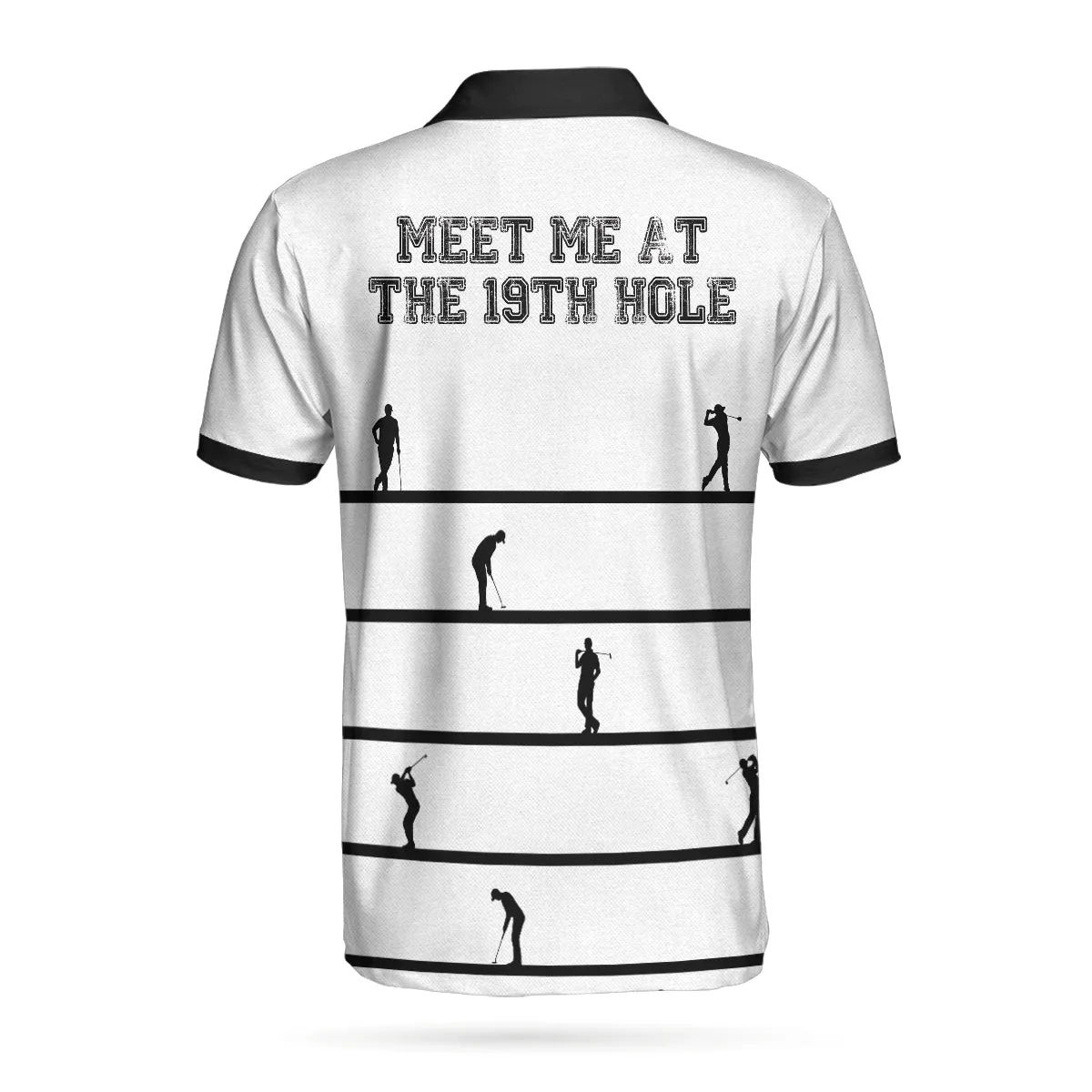 Meet Me At The 19Th Hole Custom Polo Shirt, Personalized Black And White Golf Shirt For Men Coolspod