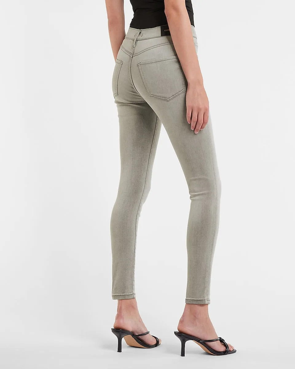 Mid Rise Ultra Hyperstretch Gray Skinny Jeans in Gray