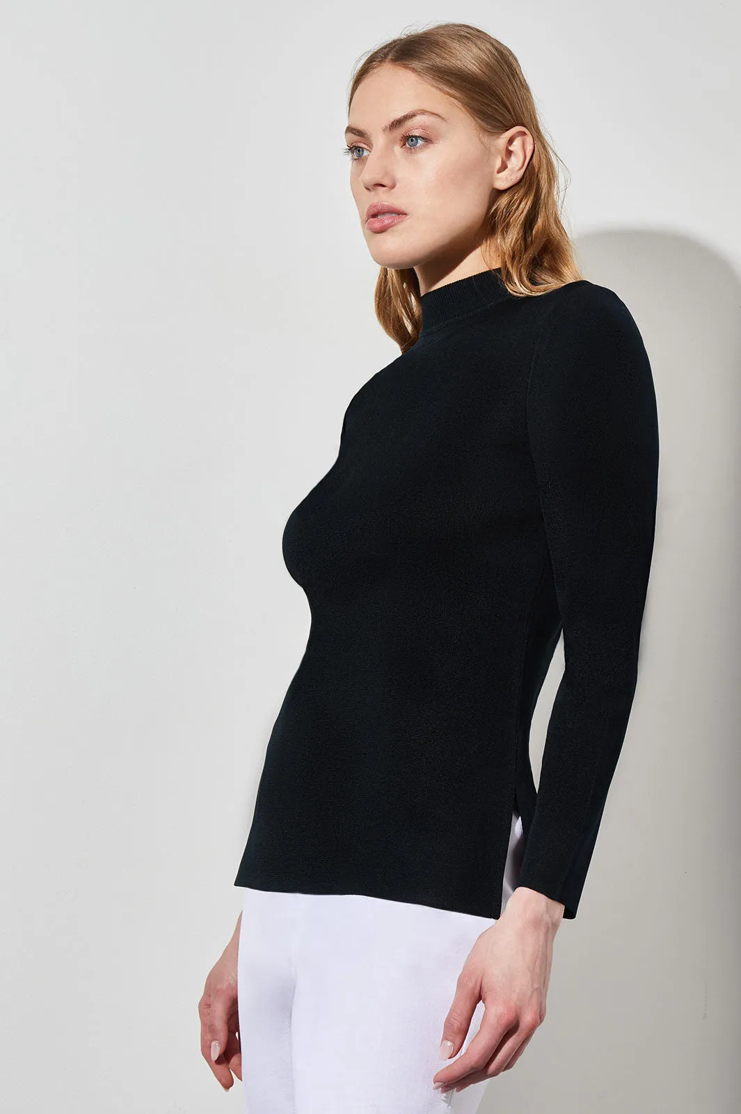 Mock Neck Tunic - Knit, Black