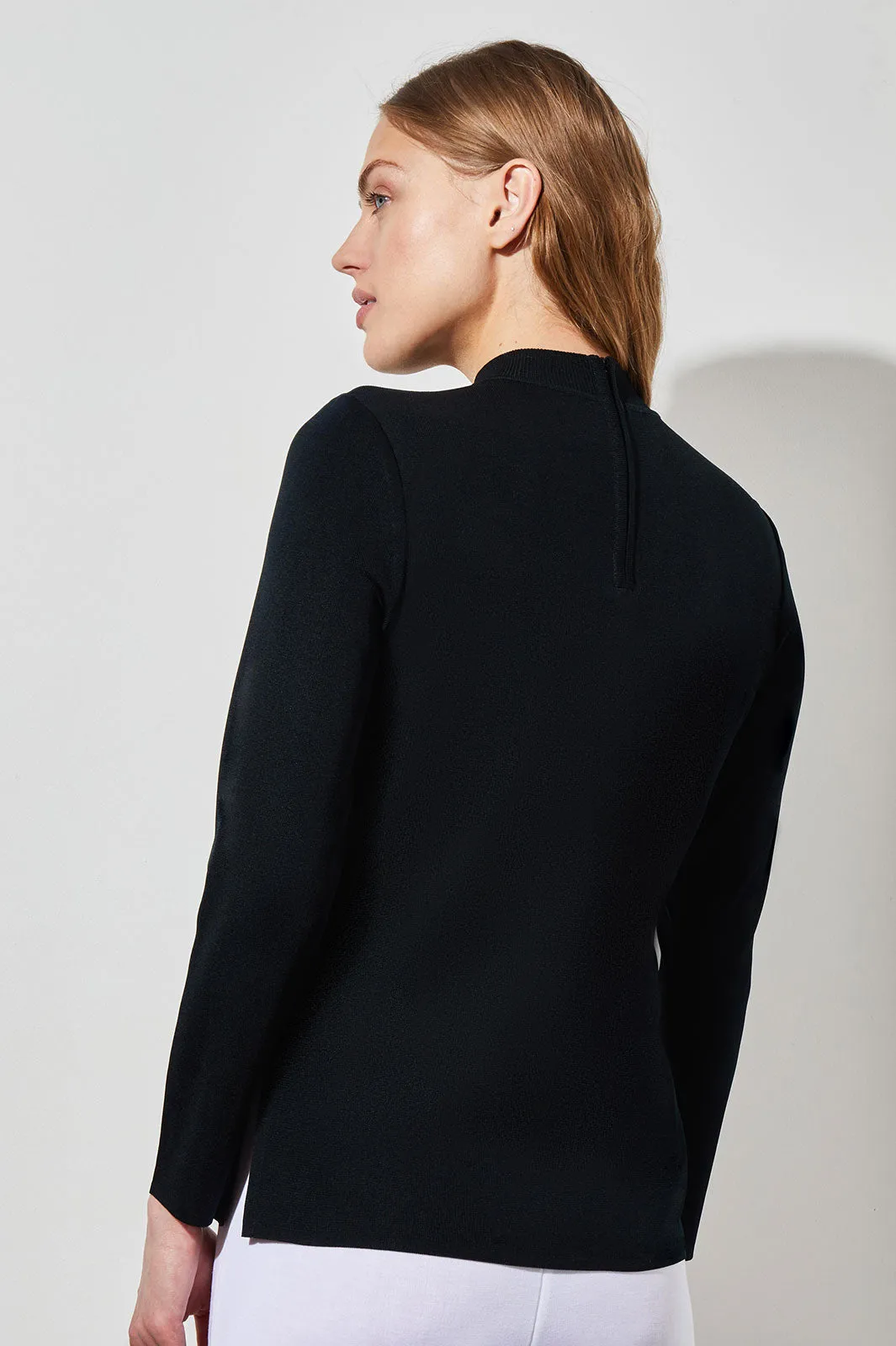 Mock Neck Tunic - Knit, Black