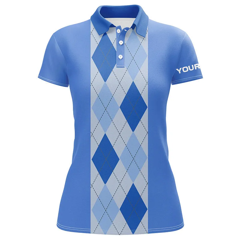 Multi Color Argyle Plaid Pattern Women Golf Polo Shirt Custom Golf Polos Shirt For Women, Golfing Gifts