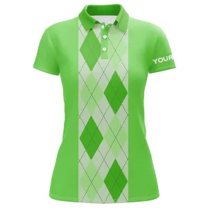 Multi Color Argyle Plaid Pattern Women Golf Polo Shirt Custom Golf Polos Shirt For Women, Golfing Gifts