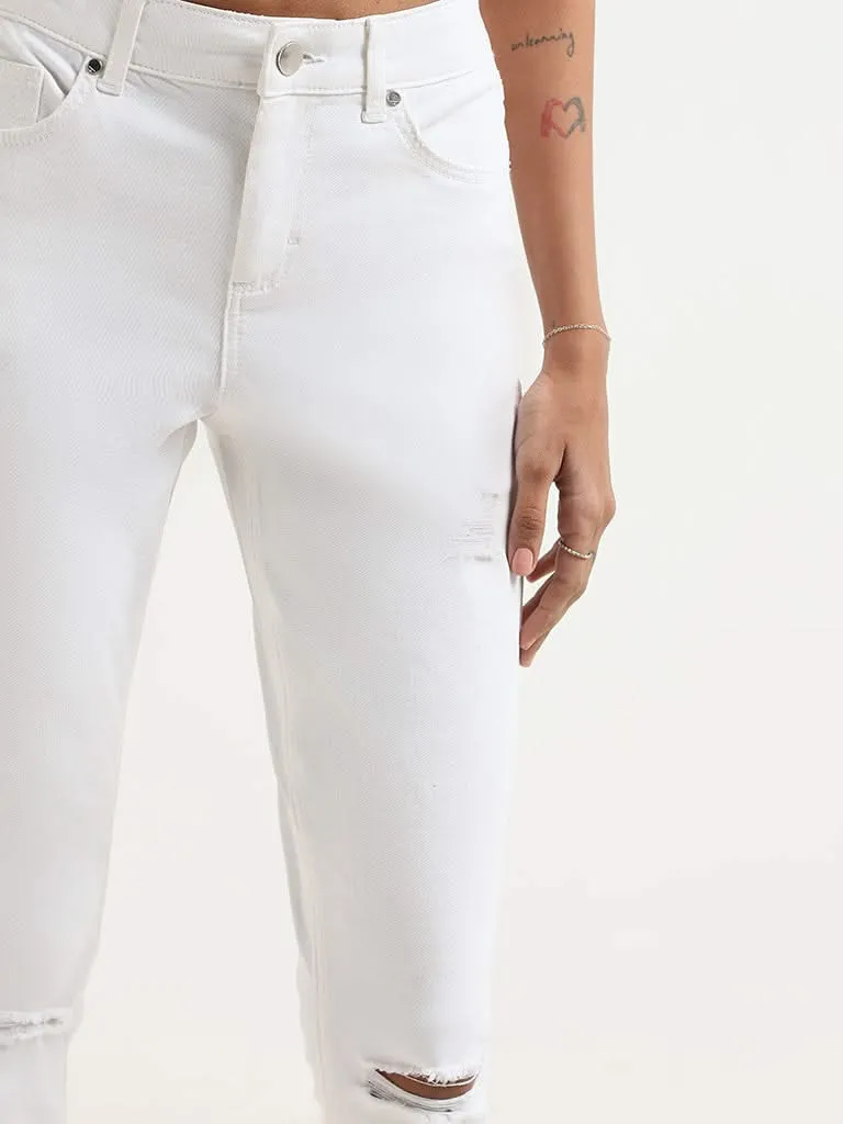 Nuon White Slim - Fit Mid Rise Jeans