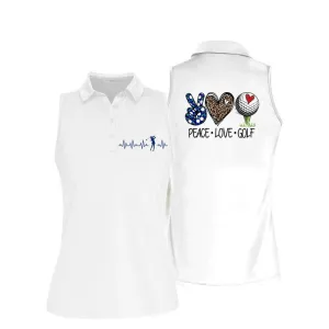 Peace Love Golf Sleeveless Polo Shirt, Women's Sleeveless Polo Shirts Quick Dry Golf Tennis Shirt