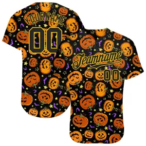 Personalized 3D Pattern Halloween Pumpkins Bats Stars Baseball Jersey, Idea Shirt for Halloween