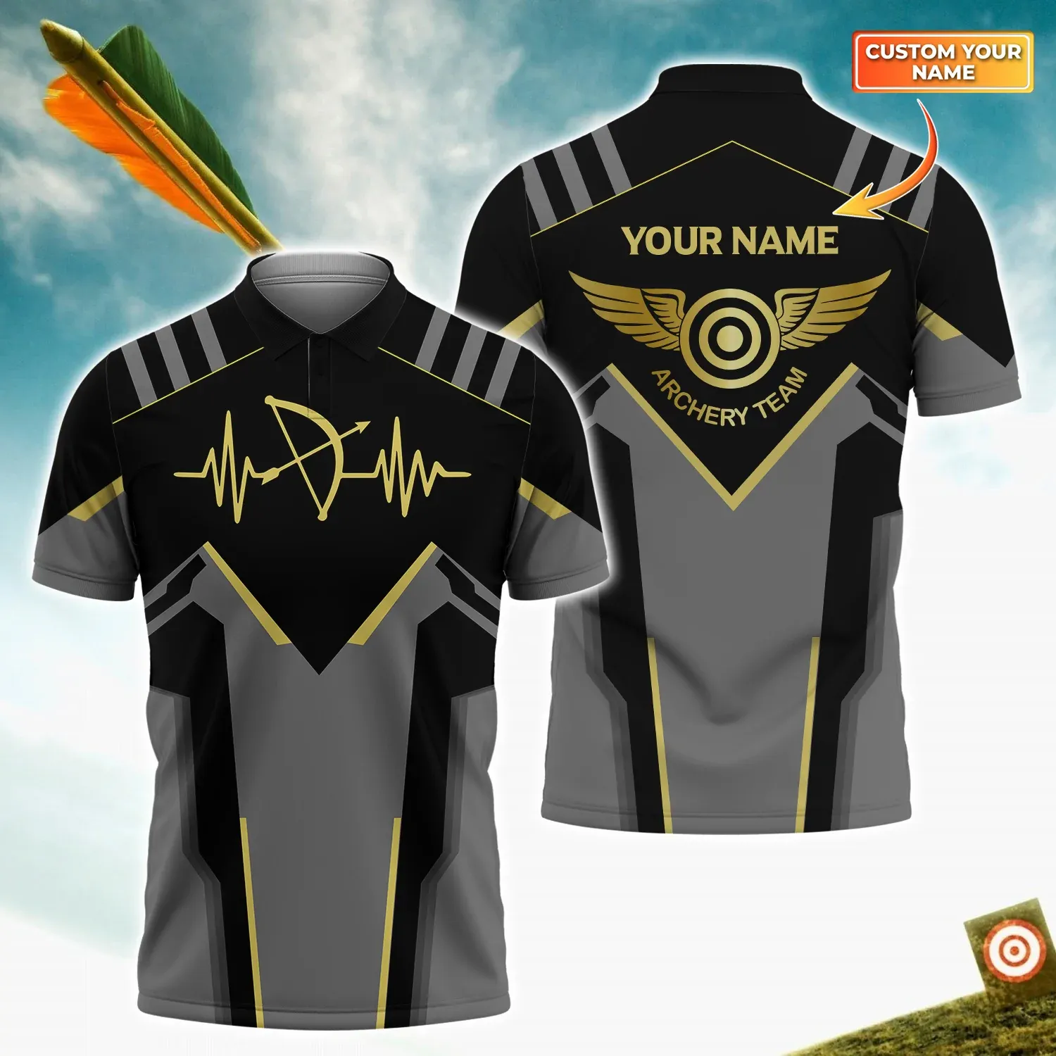 Personalized Name Archery Polo Shirt Unisex Men, Women, Archery In My Heart, Archery Shirt