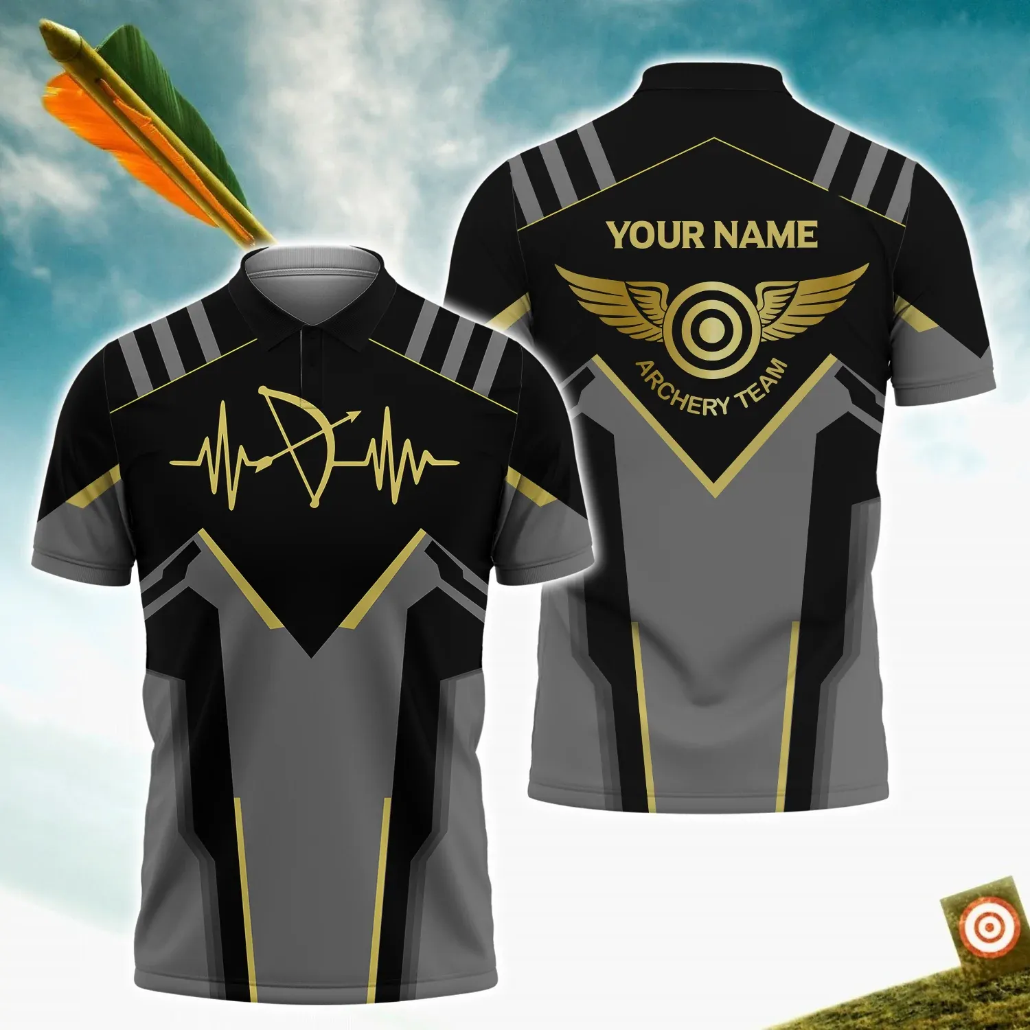 Personalized Name Archery Polo Shirt Unisex Men, Women, Archery In My Heart, Archery Shirt