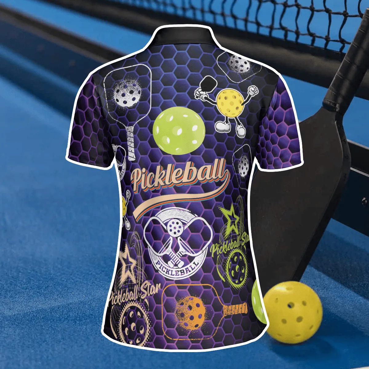 Pickleball Star Polo Shirt For Women, Perfect Gift for Pickleball Lovers