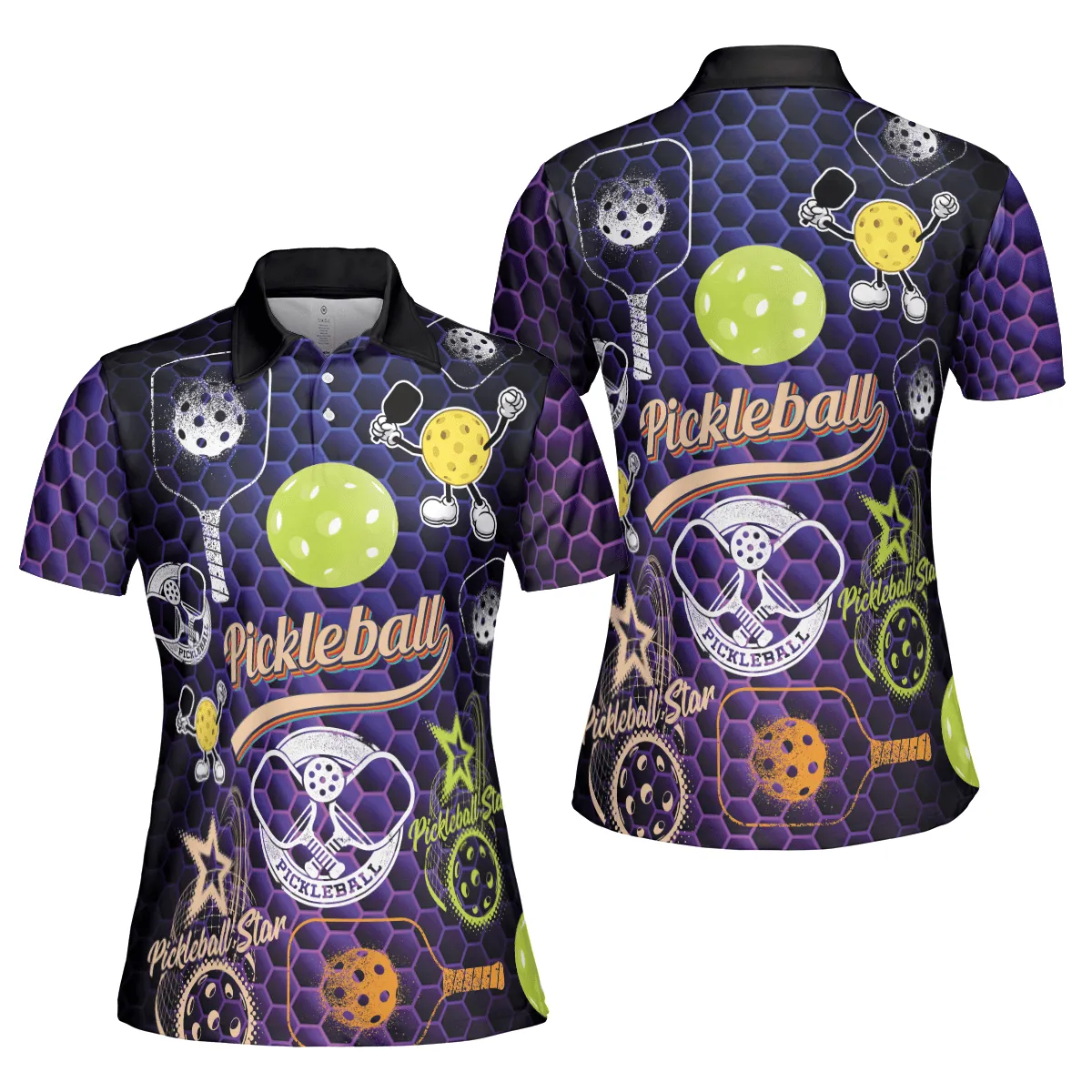 Pickleball Star Polo Shirt For Women, Perfect Gift for Pickleball Lovers