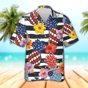 Pineapple Hawaiian Shirt, Patriotic Pineapple Hawaiian Aloha Beach Shirt