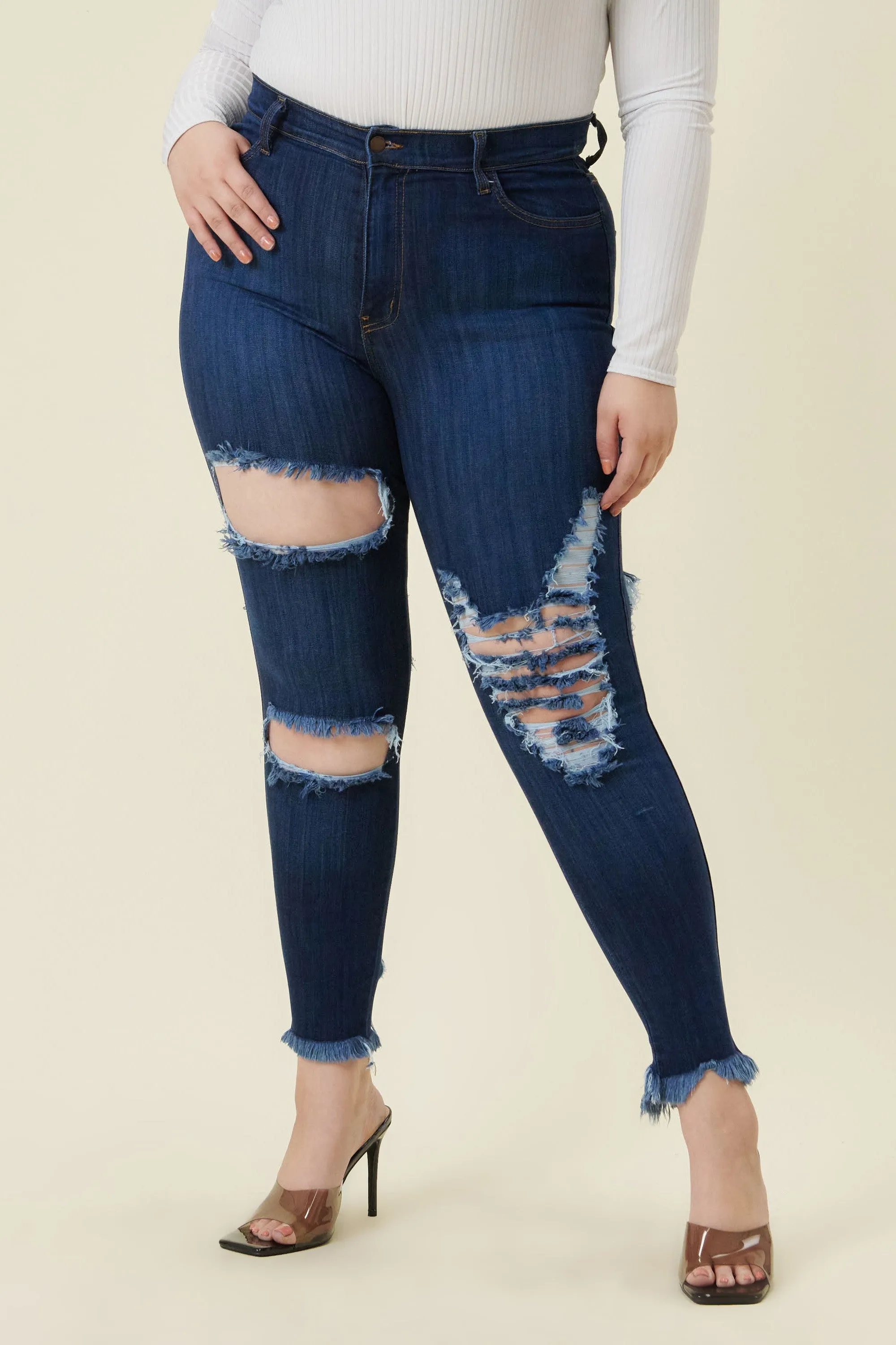 PLUS Klaudia Distressed Jeans