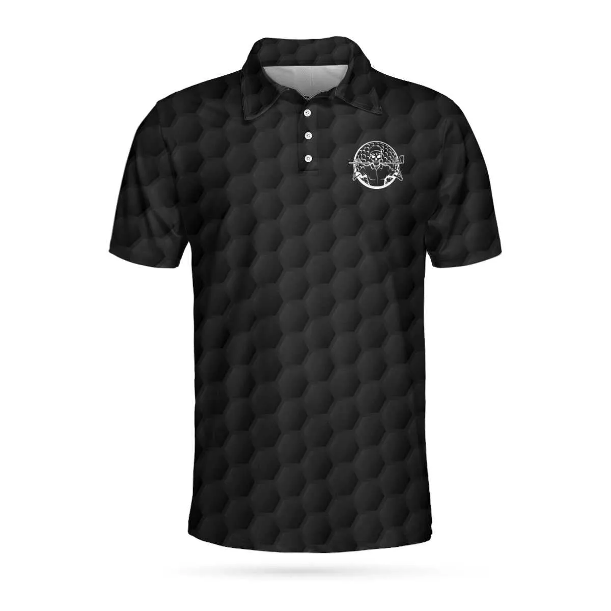 Pray For Birdie Golfing Skeleton Polo Shirt, Black Golf Pattern Skull Polo Shirt, Best Golf Shirt For Men Coolspod