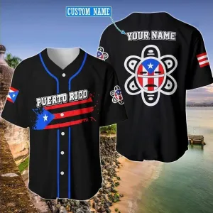 Puerto Rico Flag Taino Black Personalized Baseball Jersey