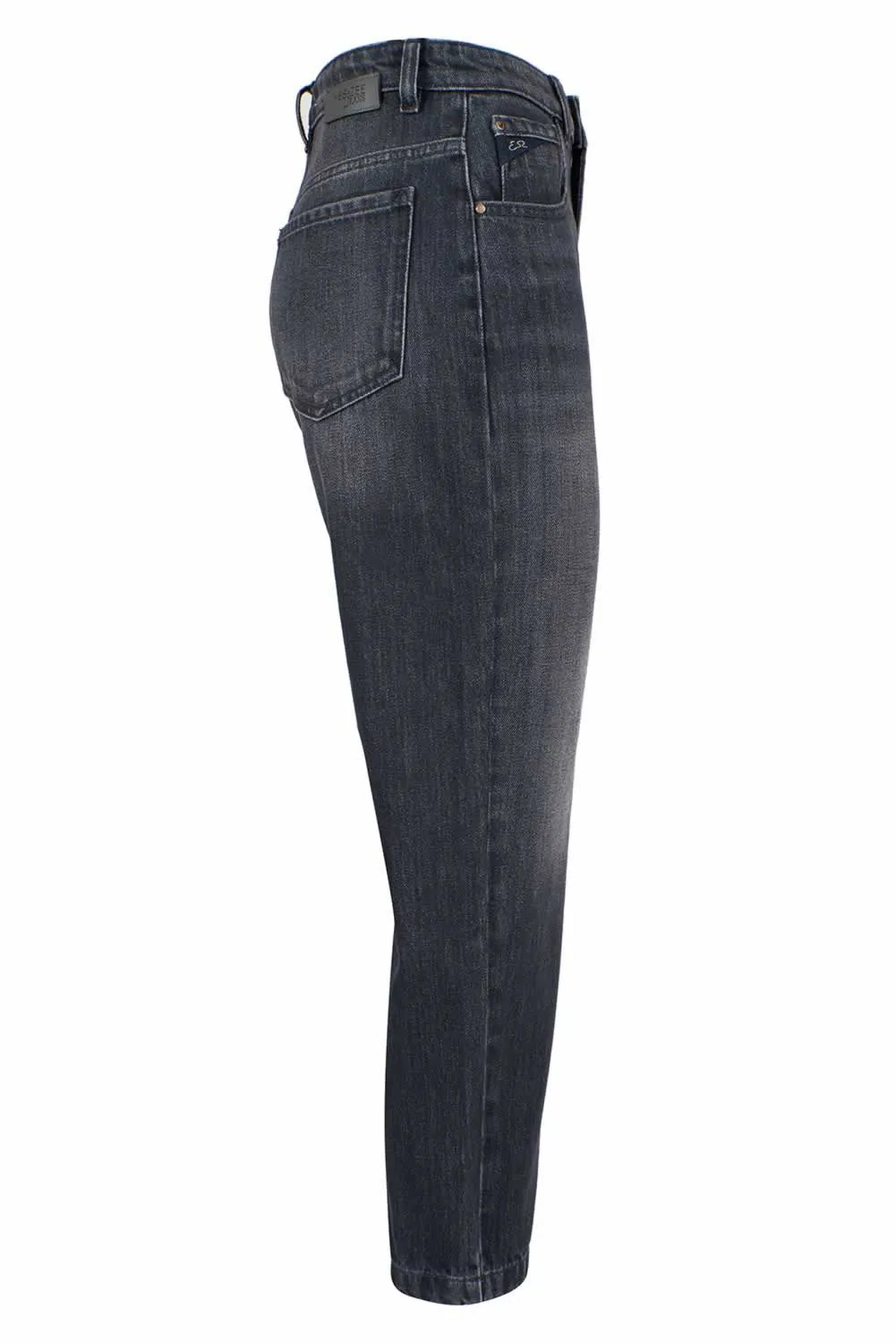 "Black Cotton Women High-Waisted Jean"