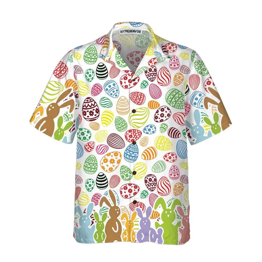 Rabbits And Easter Eggs Seamless Pattern Hawaiian Shirt - Easter Hawaiian Shirts For Men & Women