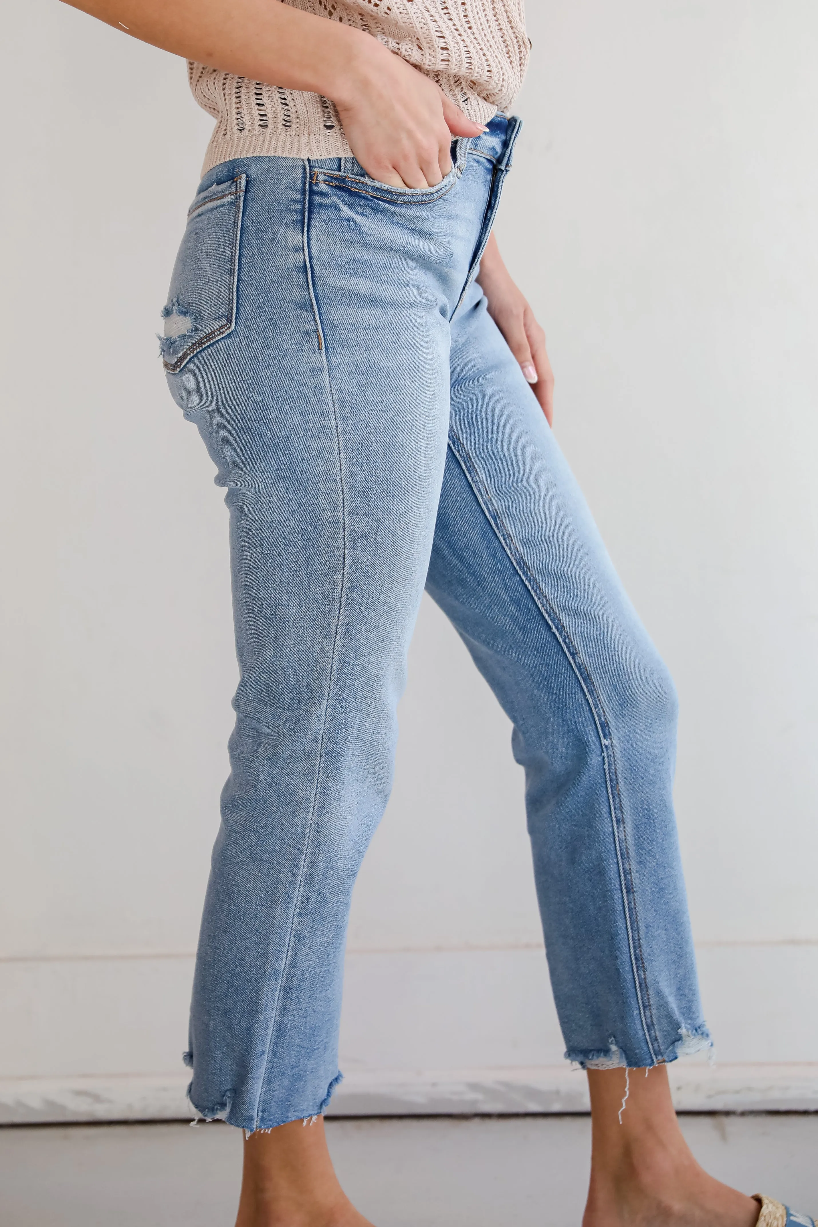 Regina Light Wash Distressed Straight Leg Jeans