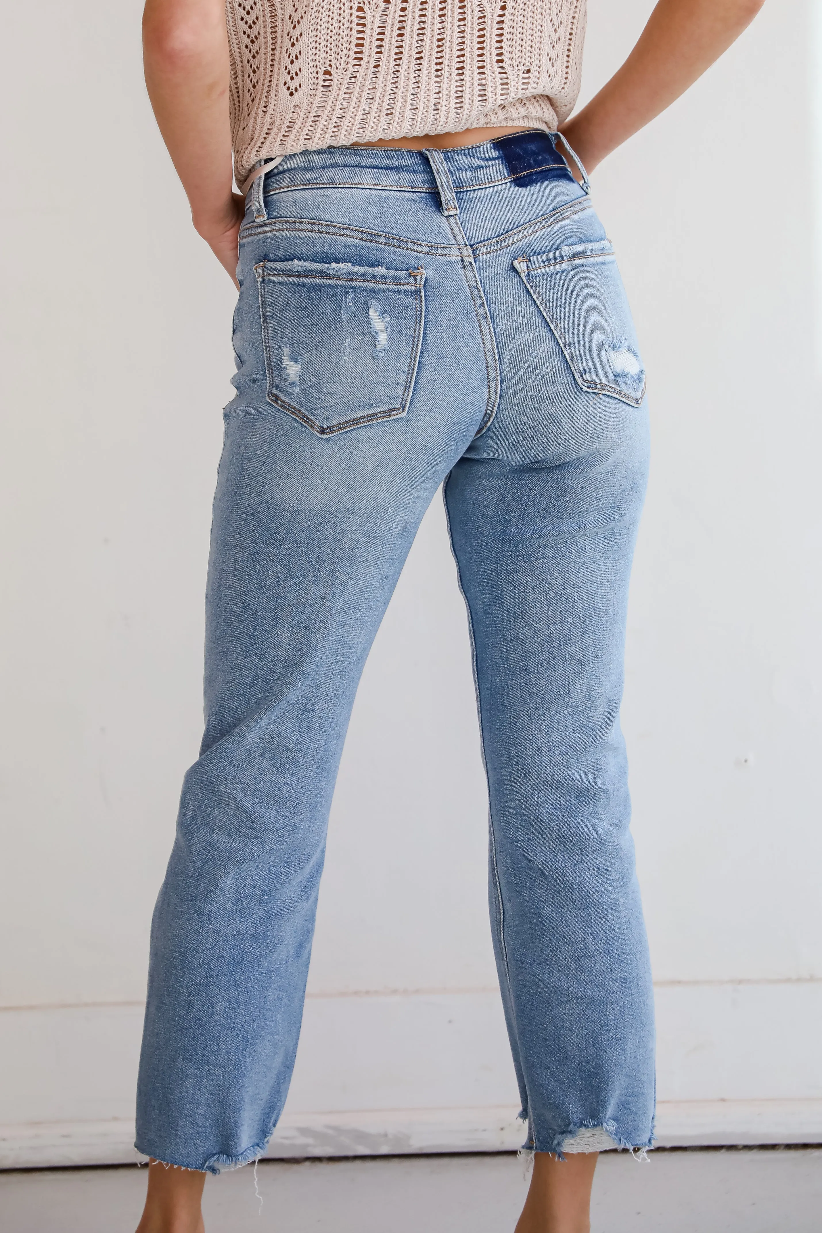 Regina Light Wash Distressed Straight Leg Jeans