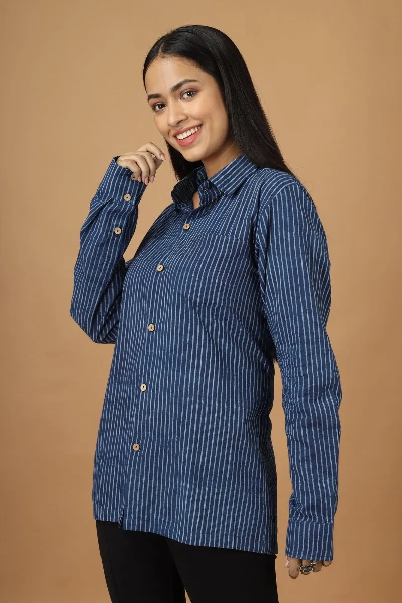 Rekh Dabu Indigo Womens Cotton Shirt