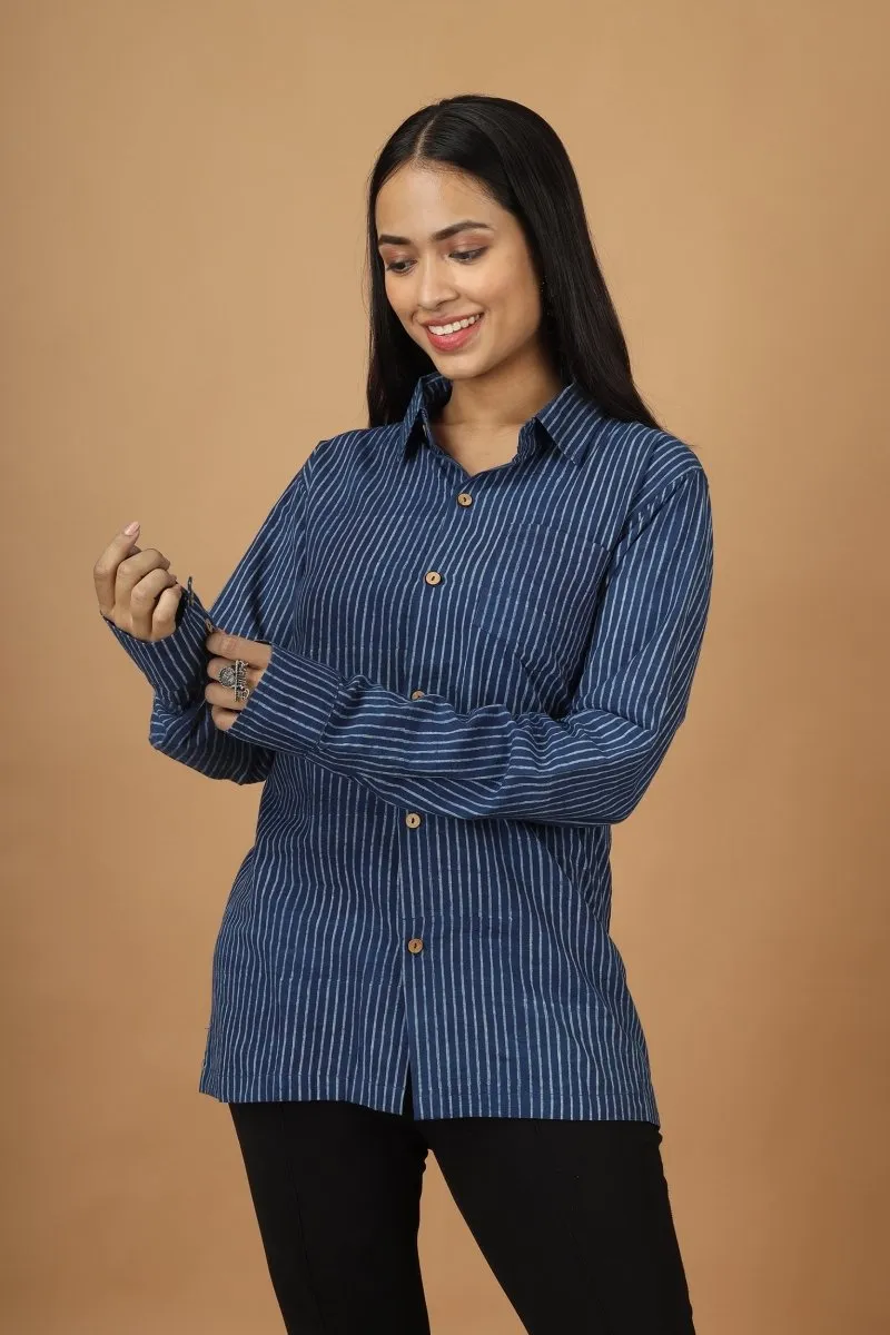 Rekh Dabu Indigo Womens Cotton Shirt