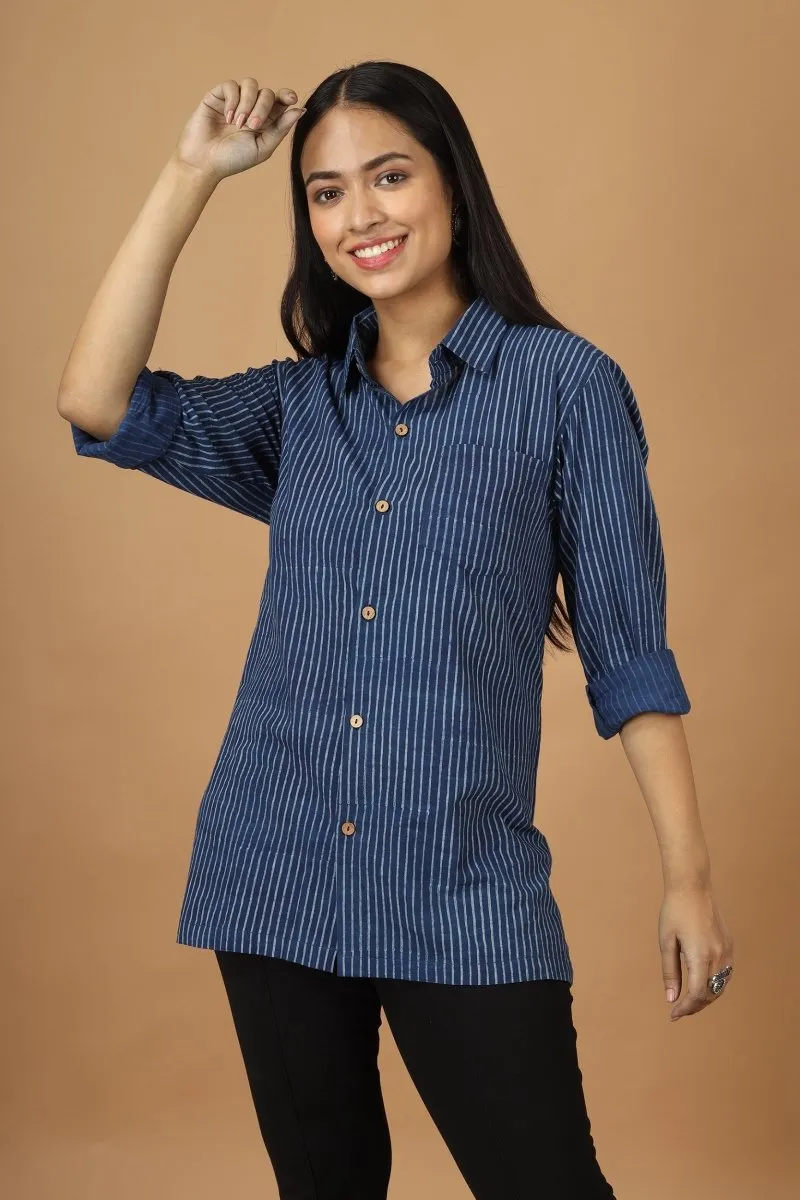 Rekh Dabu Indigo Womens Cotton Shirt