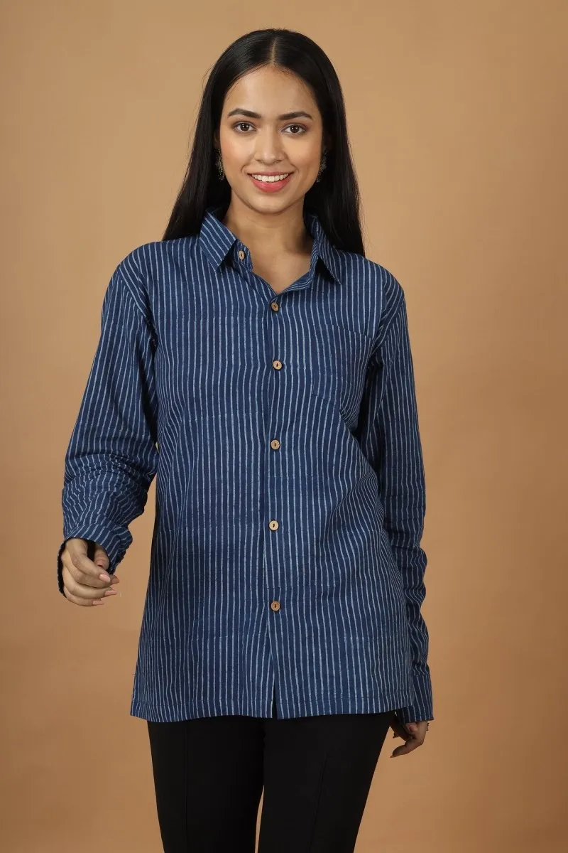 Rekh Dabu Indigo Womens Cotton Shirt