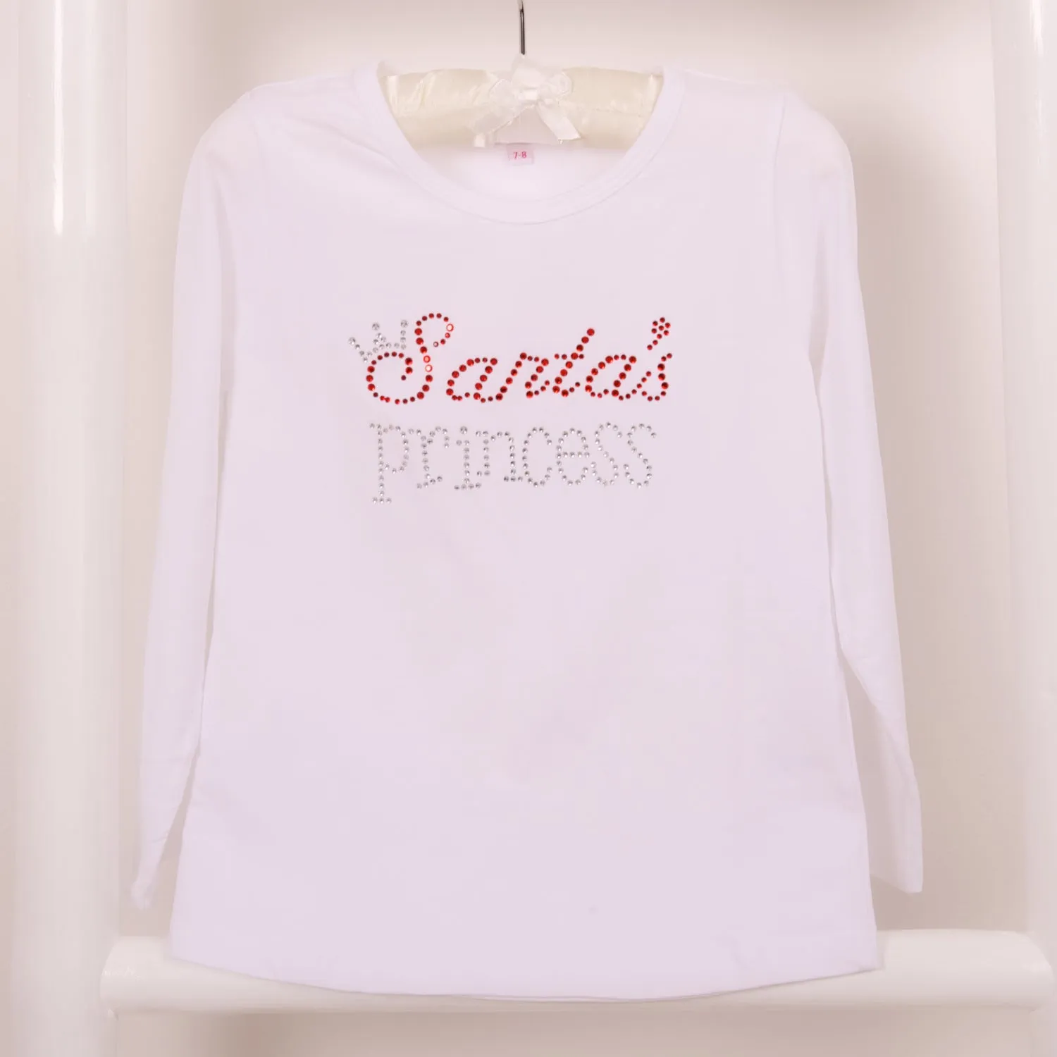 Santa's Princess Diamante Long or Short Sleeve White T Shirt