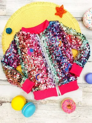 Sassy Squared Sequin Bomber Jacket