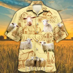 Sheep Lovers Farm Hawaiian Shirt, Farm sheep Short Sleeve Hawaiian Aloha Shirt for Men, Women