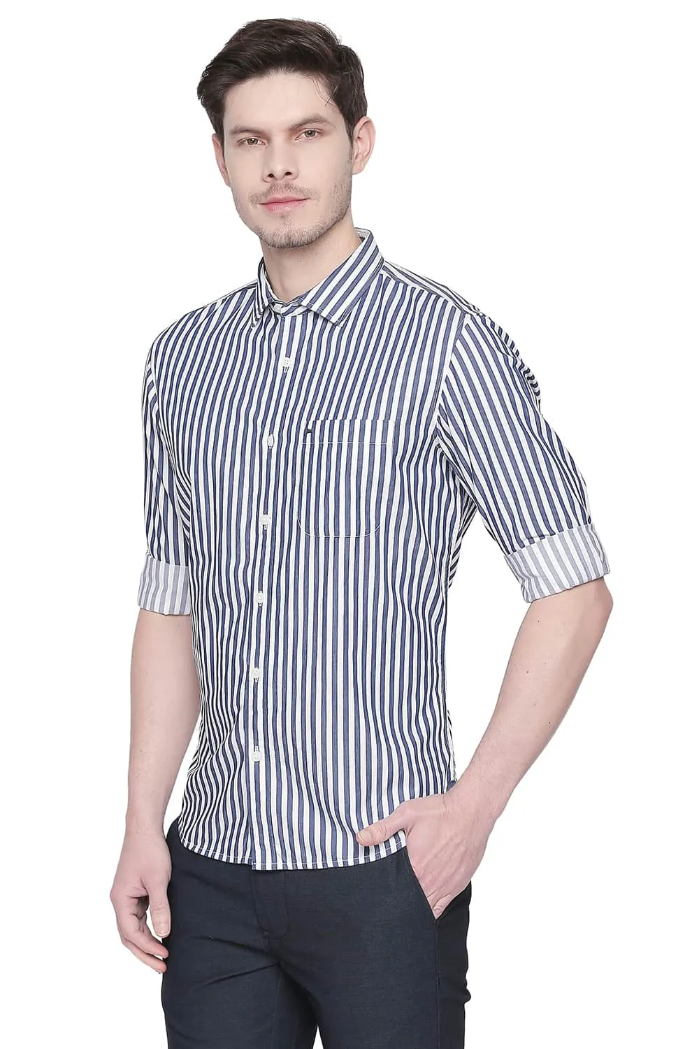 Slim Fit Stripe Twill Shirt