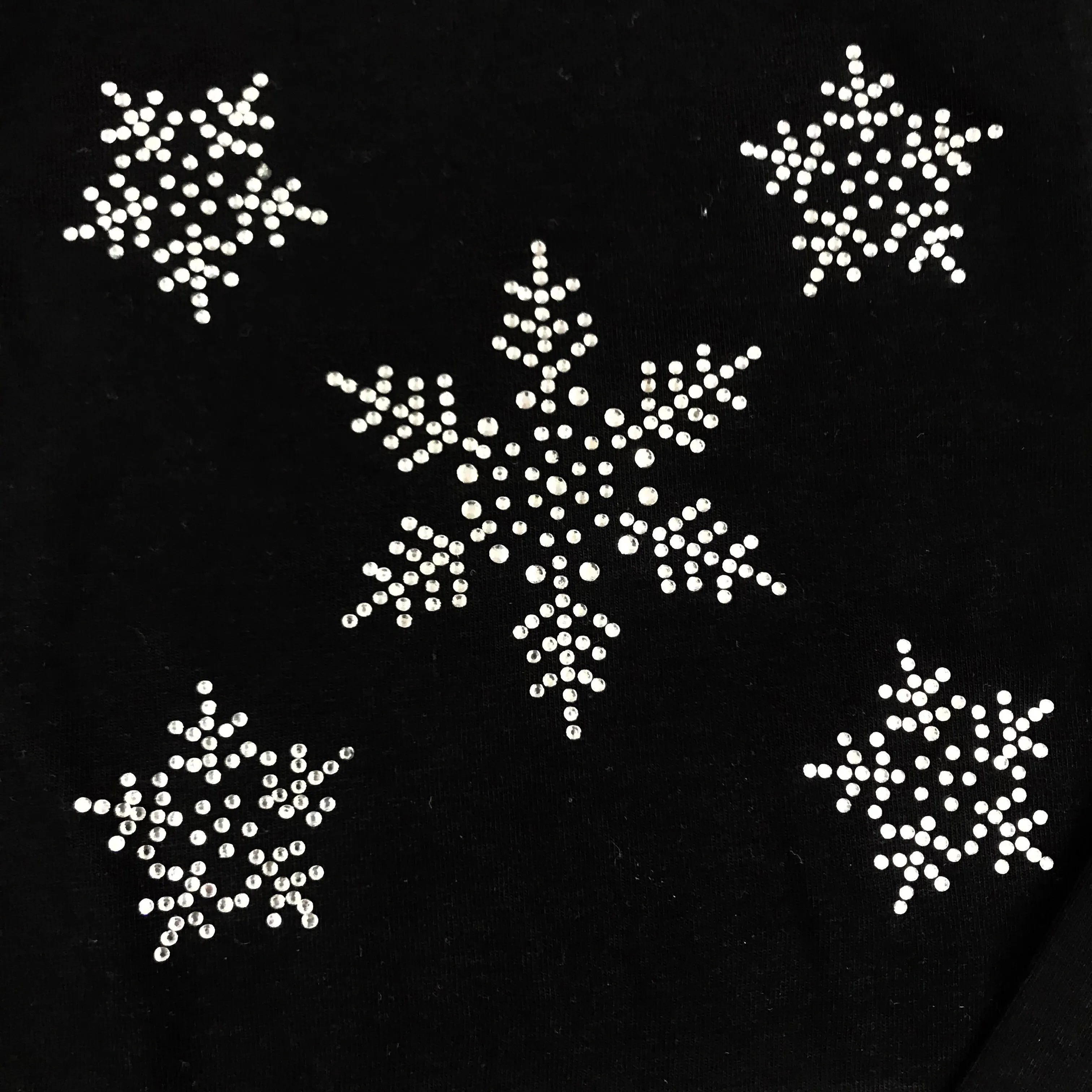 Snowflake Diamante Long Sleeve Black T Shirt