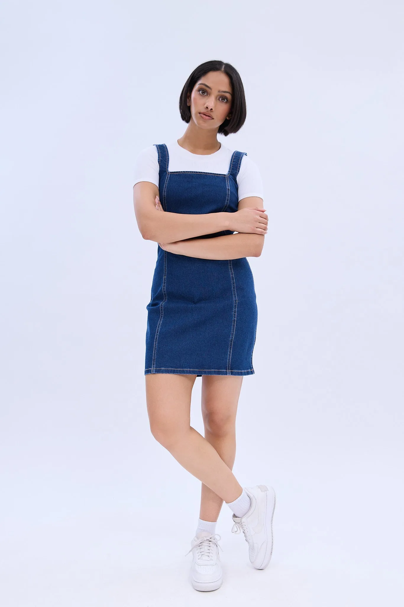 Square Neck Sleeveless Denim Mini Dress