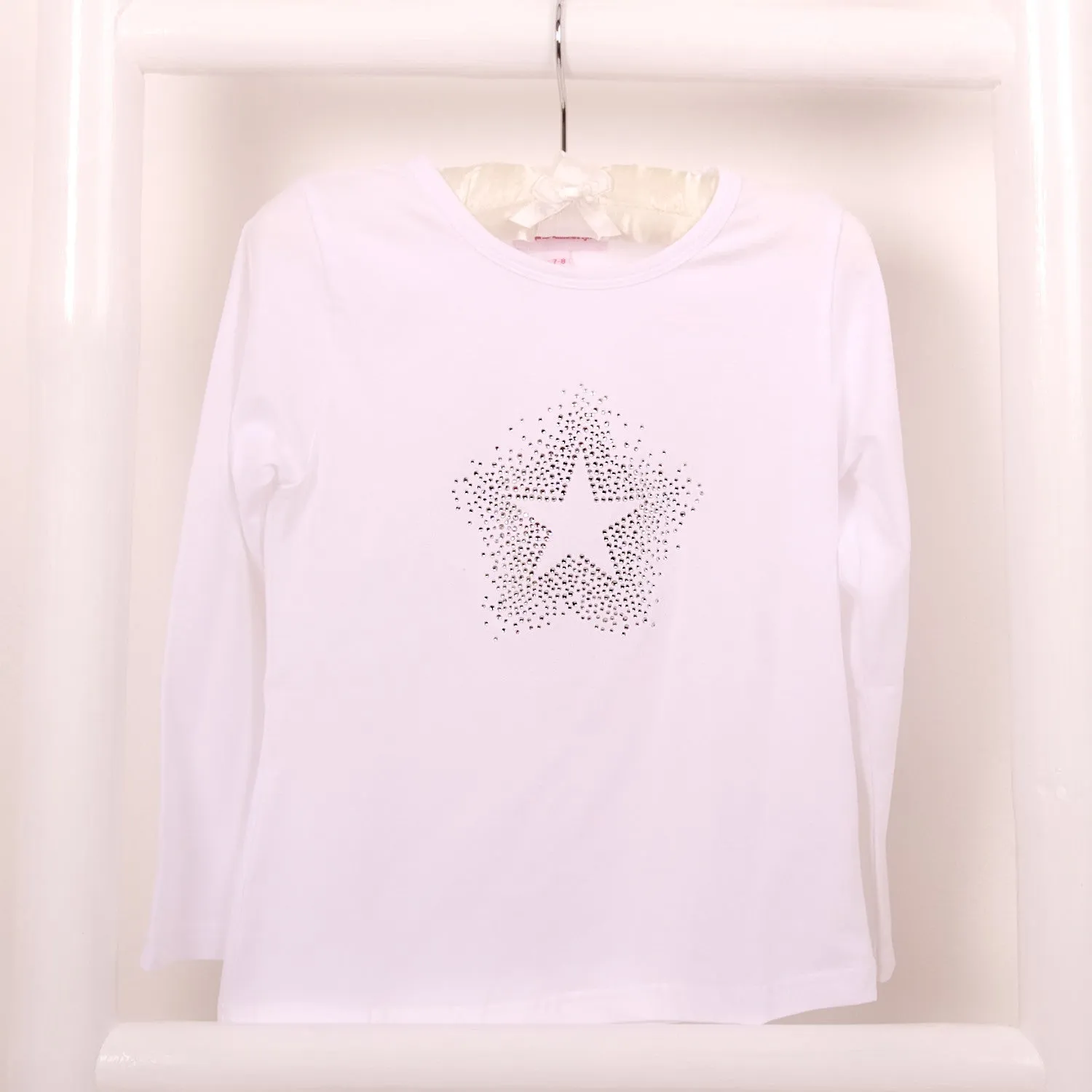 Starburst Constellation Diamante Long or Short Sleeve White T Shirt