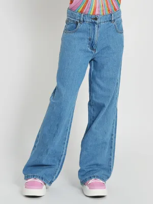 Stella McCartney Girls Wide Leg Jeans in Blue