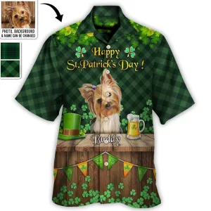 St.Patrick's Day Happy Luck Coin Gold Shamrock Custom Photo Personalized Hawaiian Shirt For Men & Women - Personalized Photo Gifts